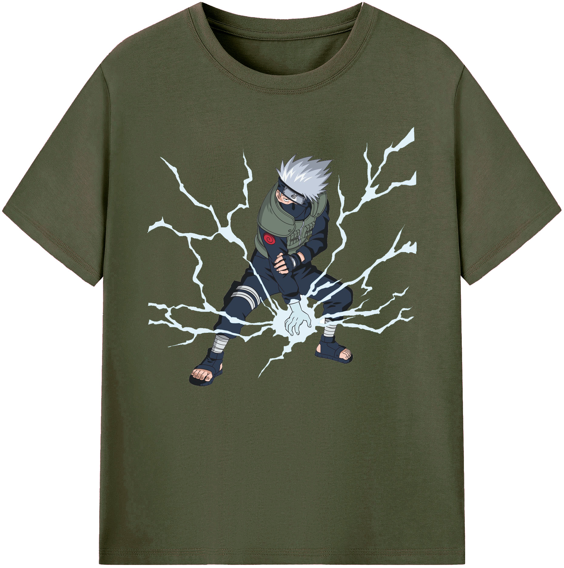 （画像用） NARUTO -ナルト- はたけ カカシ Hatake Kakashi 綿100％ メンズ半袖Tシャツ｜肌触りやわらか＆通気性